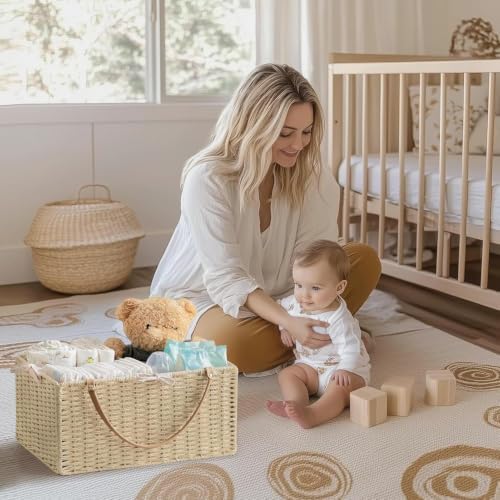 HBlife Baby Diaper Caddy Organizer, Paper Rope Storage Baskets Nursery Bin - Image 5