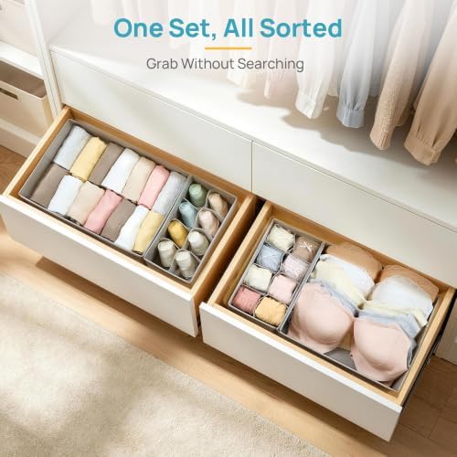 Vtopmart M-L/34D-38C Large Bra Drawer Organizer, 4 Pack Foldable Fabric - Image 5