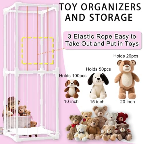 Stuffed Animal Storage Pre-Threaded Bungee Push-Lock Toolless Toy Organizer - Image 6