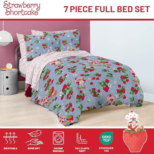 Strawberry Shortcake Full Comforter Set 7 Piece Kids Bedding - Image 4