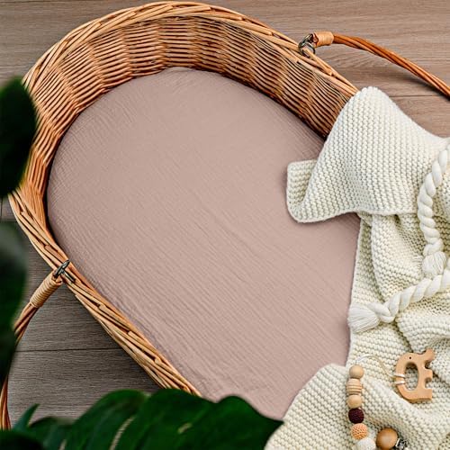 Muslin Bassinet Sheets 2 Pack, Universal Cotton Fitted Baby Mattress Sheet - Image 3