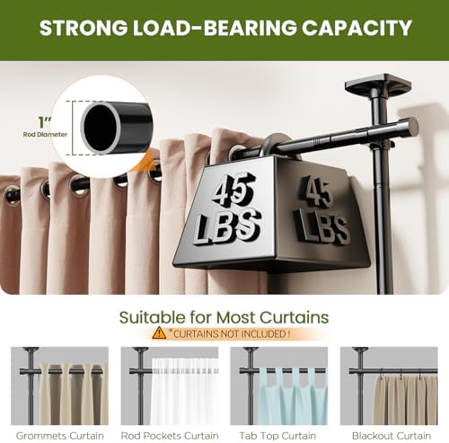 SUNALLY Room Divider Curtain Rod, No Drilling 28-140in Wall Divider - Image 3