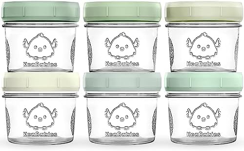 KeaBabies 6pk 4oz Glass Baby Food Containers by KeaBabies