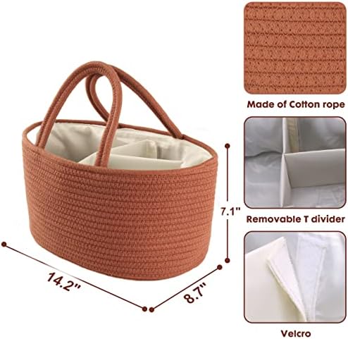 XUANGUO Cotton Rope Baby Diaper Caddy Organizer Basket - Image 3