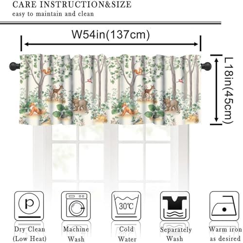 Forest Animal Valance Curtain for Kids Cartoon Nature Green Forest Cute Fox Owl - Image 3