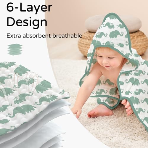 Yoofoss Hooded Baby Bath Towels 2 Pack 100% Muslin Organic Cotton - Image 3