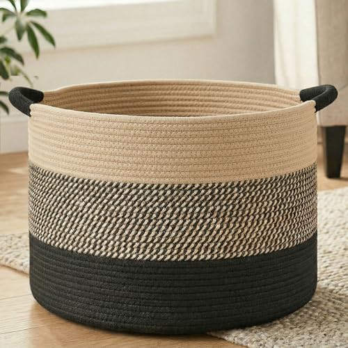 Artfeel 40L Large Cotton Rope Basket, Decorative Woven Blanket Storage by Artfeel