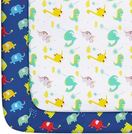 Pack and Play Sheets Boys, Mini Crib Sheets, Stretchy Playard Fitted Sheet by Moonsea