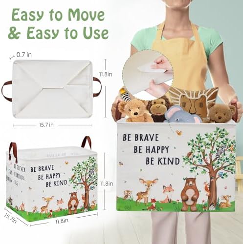 Woodland Nursery Decor Baby Shower Basket, Bear Baby Laundry Basket, Jungle - Image 3