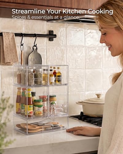 Stackable Storage Drawer Organizers Set of 5 - Image 4