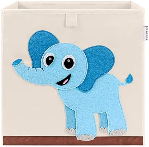 13 Inch Animal Cube Storage Bins, Foldable Fabric Kids Toy Box & Toy Chest by CLCROBD