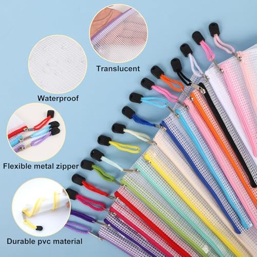 EOOUT 64pcs Mesh Zipper Pouch Bags, 8 Sizes Plastic Bags, 15 Colors - Image 4