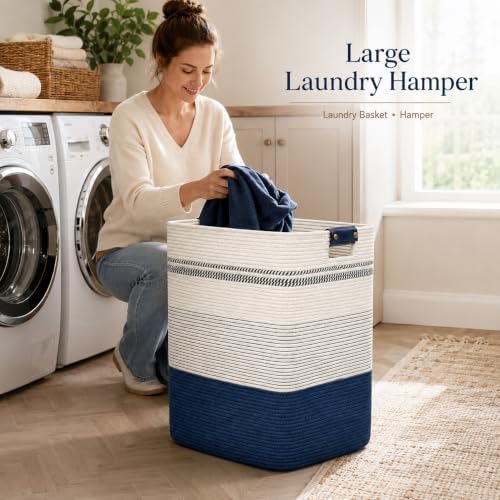 Laundry Hamper, Cotton Rope Laundry Basket - Image 4