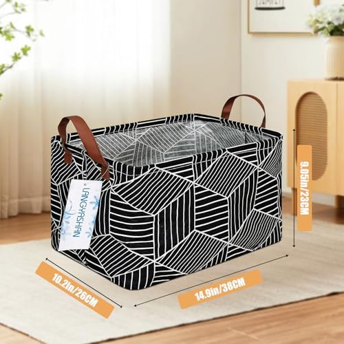 Rectangular Collapsible Storage Basket Nursery Organizer Black diamond - Image 2