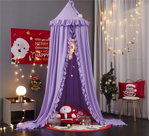 VETHIN Bed Canopy for Girls, Princess Round Dome Dreamy Mosquito Net Bedding - Image 3