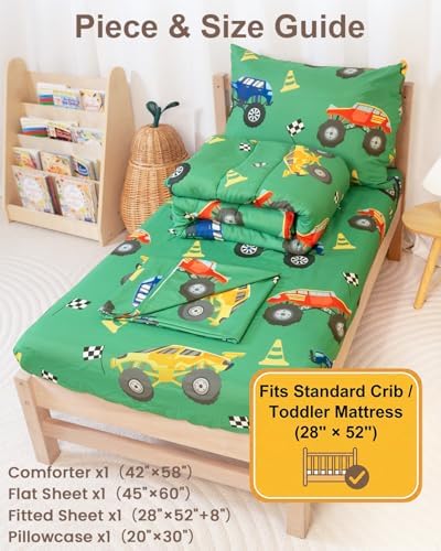 TinyPalsa 4-Piece Toddler Bedding Set, Toddler Bed Comforter Set - Image 3