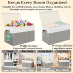Large Toy Storage Box with Lid, Toy Chest with Divider, Foldable Organizer - Image 6