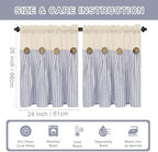 ASPMIZ Cotton Linen Kitchen Curtains 24 Inch Length Sets, Boho Rustic Button - Image 6