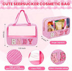 Sanwuta Seersucker Baby Bag Chenille Letter Clear Makeup Bag - Image 2