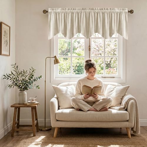 StangH Beige Window Valance Curtains 52x18 Inch, 1 Panel - Image 3