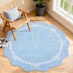 GarveeHome 4ft Round Rugs Washable Scalloped Bow Rug by GarveeHome