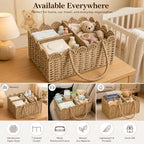 Large Wicker Diaper Caddy Organizer, Scalloped Nursery Basket - Image 3