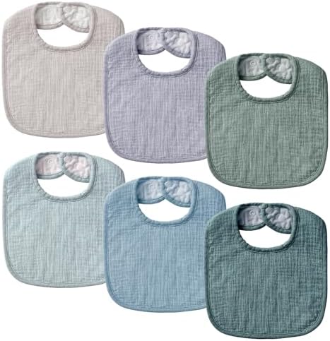 POIKSHARK 6-Pack Muslin Baby Bibs by POIKSHARK