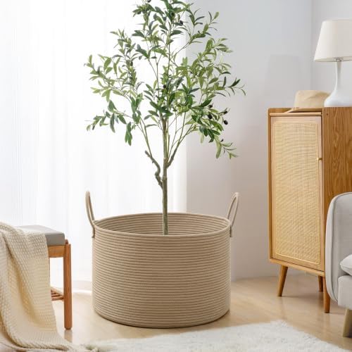 67L Large Woven Blanket Basket, Cotton Rope Baby Laundry Hamper - Image 5