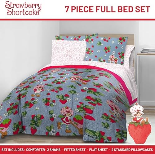 Strawberry Shortcake Full Comforter Set 7 Piece Kids Bedding - Image 2