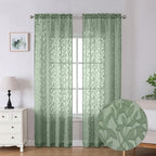 Lecloud Leia Sage Green Sheer Curtains 90 Inch Length 2 Pieces, Breathable by Lecloud