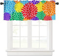 Rainbow Dahlia Flower Valance Curtain, Abstract Colorful Red Purple Green Blue by JanJCurt