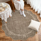 GarveeHome 4ft Round Rugs Washable Scalloped Bow Rug - Image 3