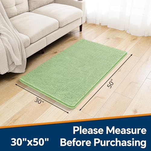 Chenille Bathroom Rug 30"x50" Seafoam Green, Large Plush Bath Mat - Image 2
