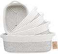 NaturalCozy 5-Piece Rectangle Storage Basket Set- Natural Cotton Rope Woven by NaturalCozy