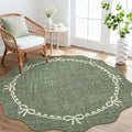GarveeHome 6ft Round Rugs Washable Scalloped Bow Rug by GarveeHome