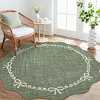 GarveeHome 6ft Round Rugs Washable Scalloped Bow Rug by GarveeHome