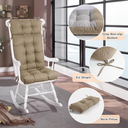 Rocking Chair Cushions Indoor High Back Set - Image 4