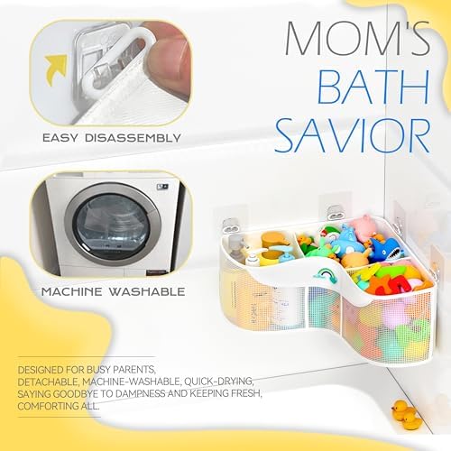 Austion 3-Compartment Corner Bath Toy Storage Organizer - Image 5