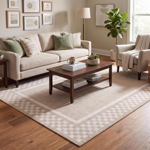 GarveeHome Washable Area Rug 9x12 Modern Bordered Living Room Rug - Image 2