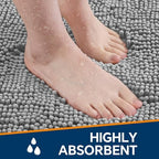 Chenille Bathroom Rug 24"x36" Gray, Non-Slip Plush Bath Mat - Image 4