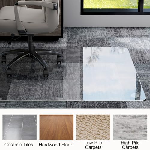 GLSLAND 47"x32" Tempered Glass Chair Mat Heavy-Duty Floor Protector - Image 5