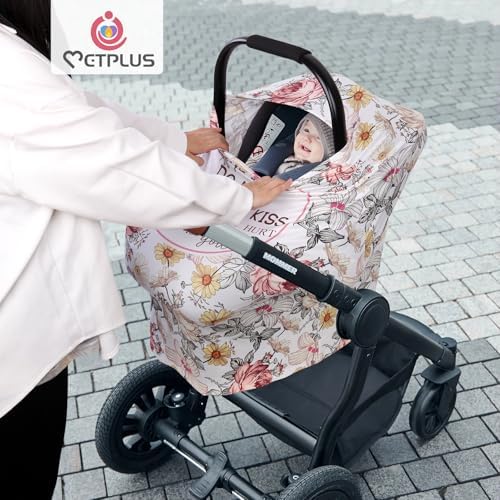 Metplus Baby Car Seat Cover, No Touch Sign Carseat Canopy & Nursing Covers - Image 3
