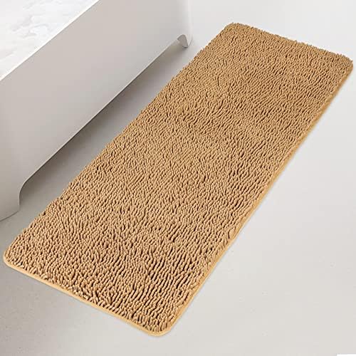 Yeaban Chenille Tan Bathroom Runner Rug 24"x60" by Yeaban