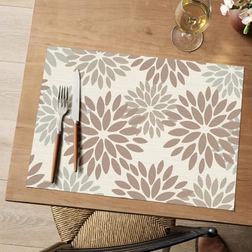Artoid Mode Floral Vinyl Placemats Set of 6, 12x18 Inch Washable Non-Slip - Image 2