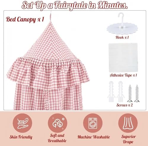 SmoothNovelty Gingham Plaid Bed Canopy - Image 3