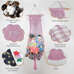 63 Inch Stuffed Animal Hammock Corner, Macrame Toy Plushie Net - Image 4