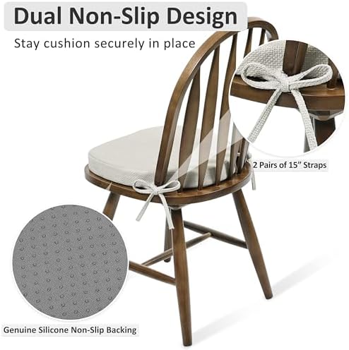 Shinnwa Dining Chair Cushions Set of 6, High-Resilience Foam Windsor Seat Pads - Image 5