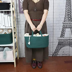 XUANGUO Large Cotton Rope Baby Diaper Caddy Organizer Basket Dark Green - Image 3