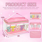 Iqimott Preppy Clear Makeup Bag Stuff Pouch, Chenille Letter Cosmetic Bag - Image 2