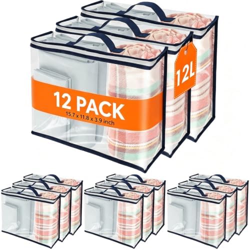 12 Pack Clear Storage Bags by TKSDWBLTY
